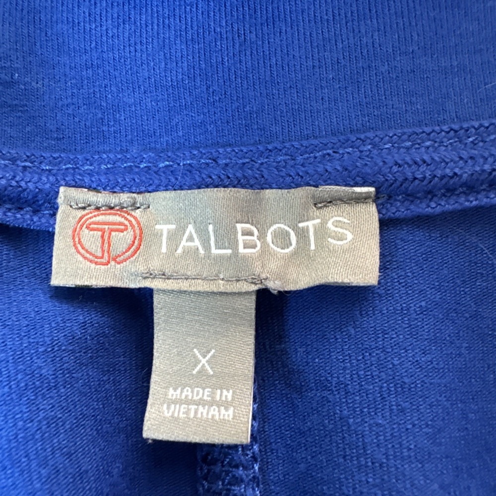 T by Talbots Size X 12/14 Women's Jacket Blue Full Zip Mock Neck Zip Pockets - Picture 5 of 6